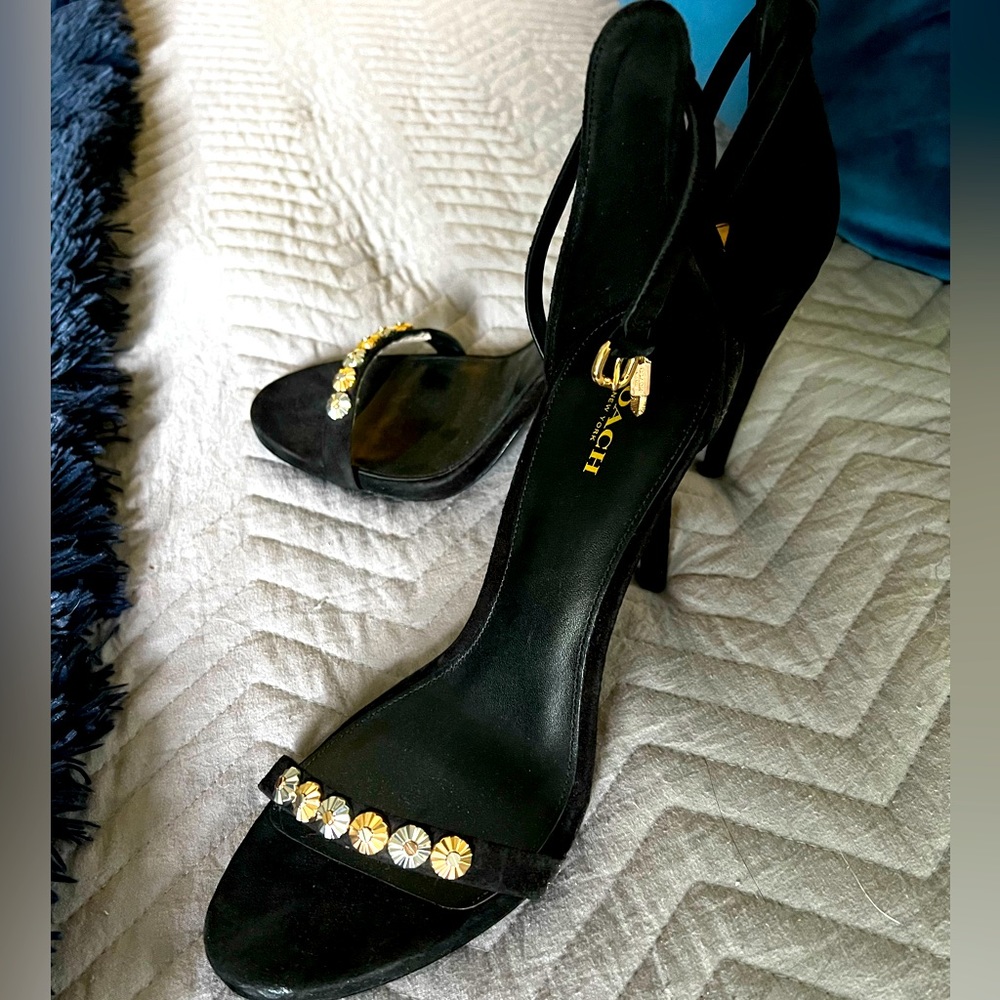 Coach black and gold heels size ten